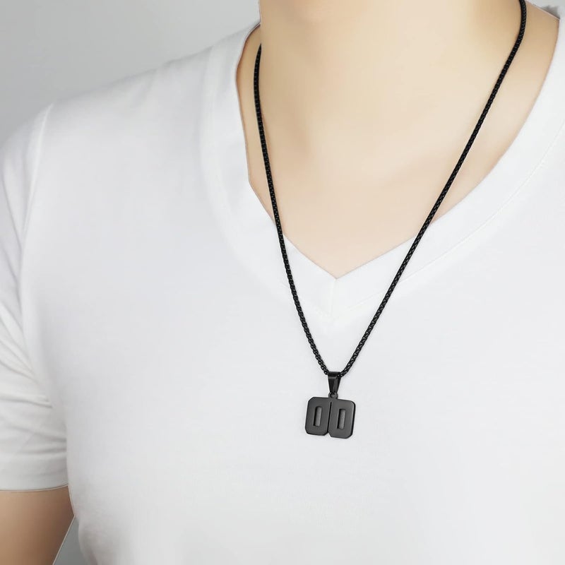 Susook Store Number Necklace for Boy Black Athletes Number Stainless Steel Chain 00-99 Number Charm Pendant Personalized Sports Jewelry for Men Basketball Baseball Football - Image 5